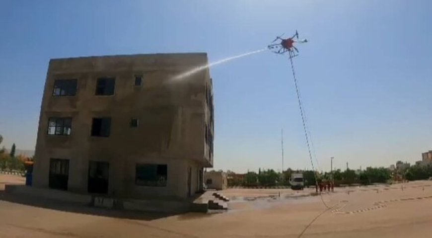 ‌آزمایش عملیاتی اولین پهپاد آتش‌نشانی کشور در شیراز