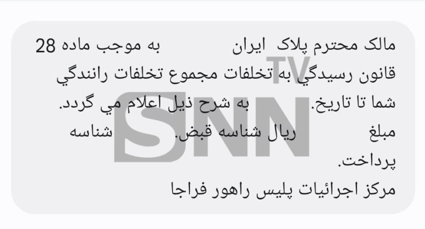 این پیامک پلیس حاوی جرایم یک‌ساله است