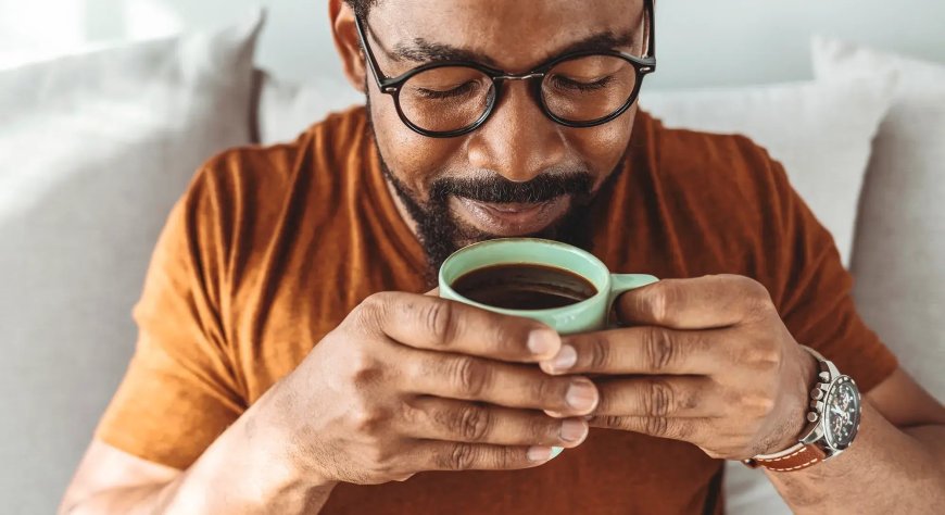 drinking coffee