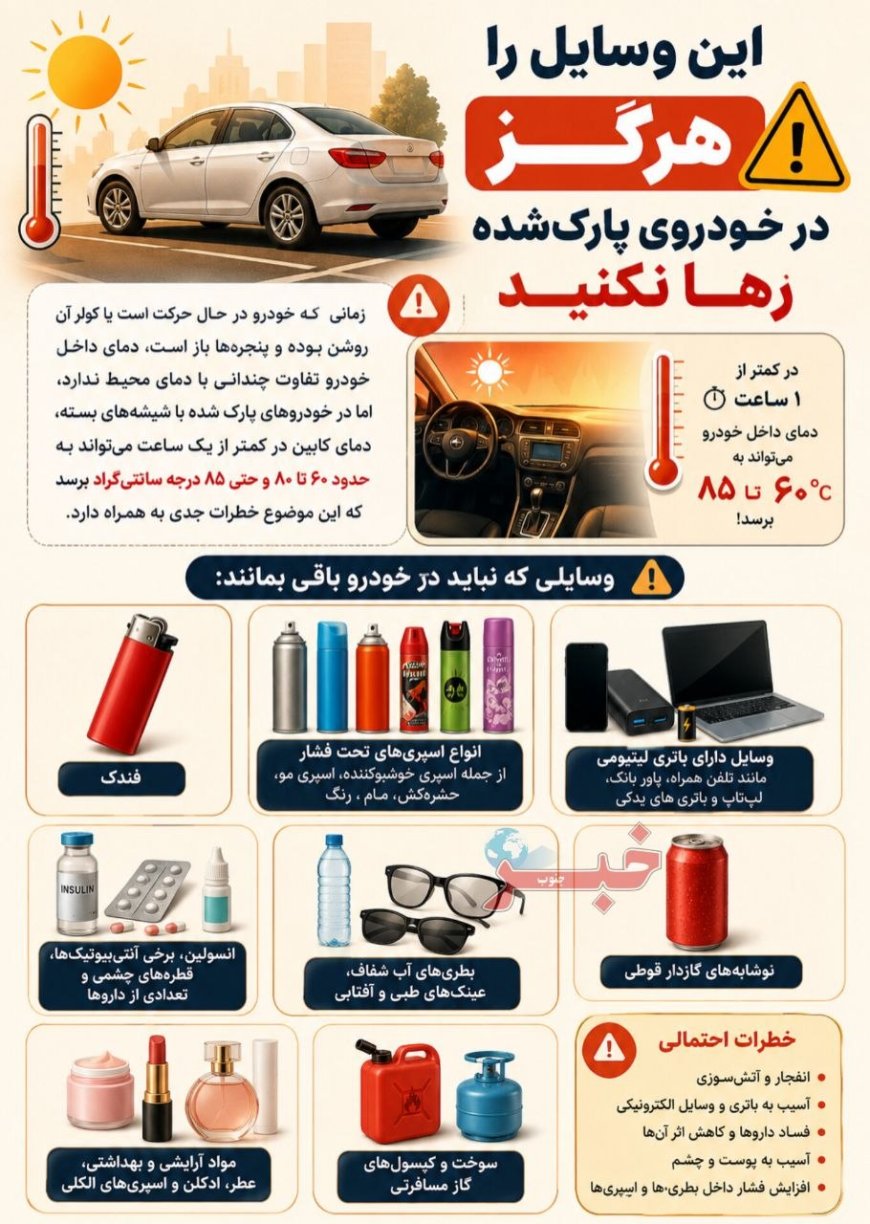 این وسایل را هرگز در خودروی پارک‌شده رها نکنید
