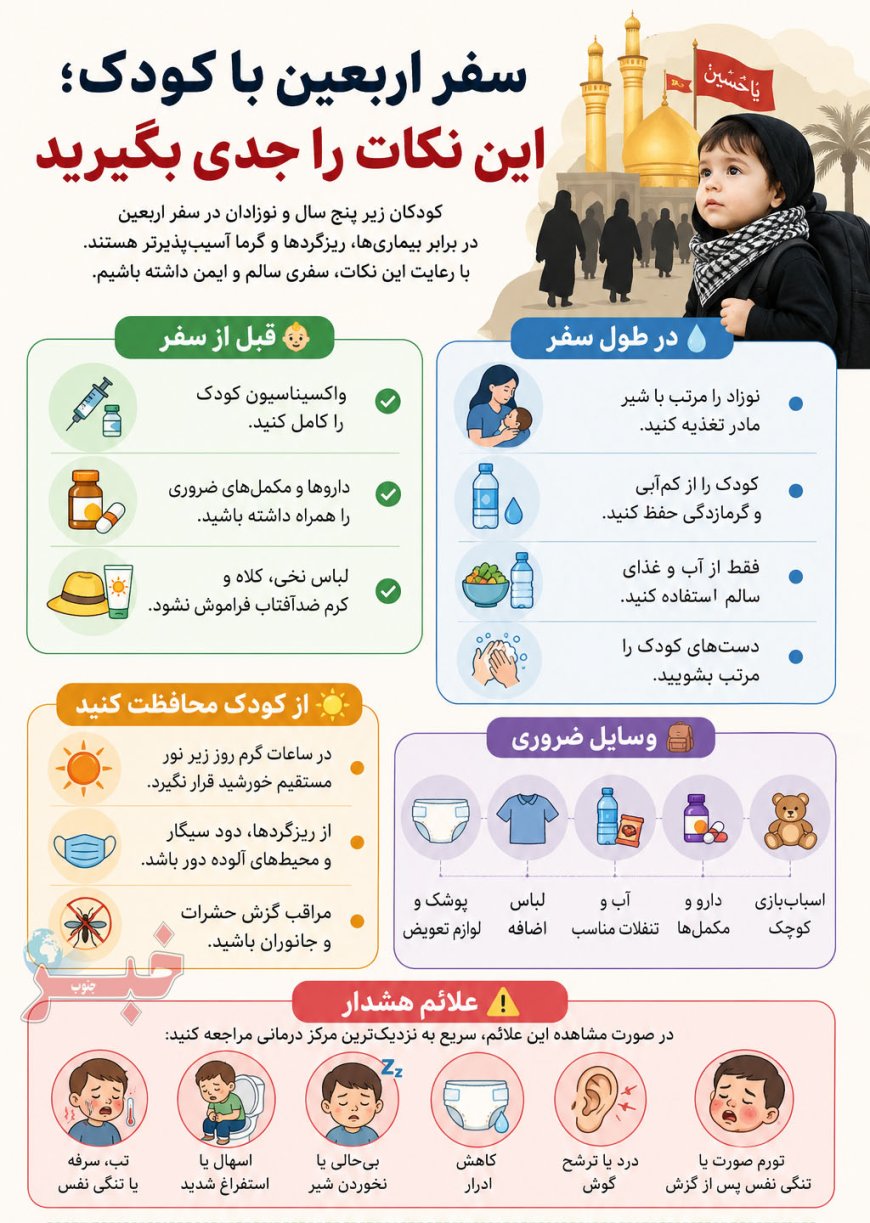 توصیه‌هایی برای حفظ سلامت کودکان در سفر اربعین