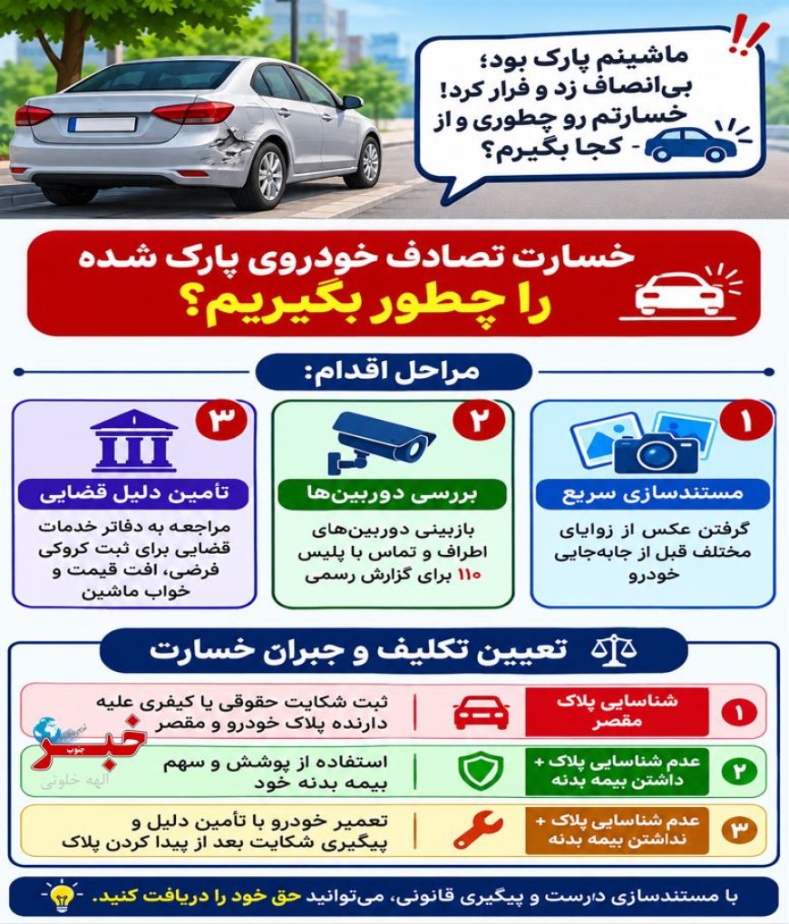 خسارت تصادف خودروی پارک شده را چطور بگیریم؟‌